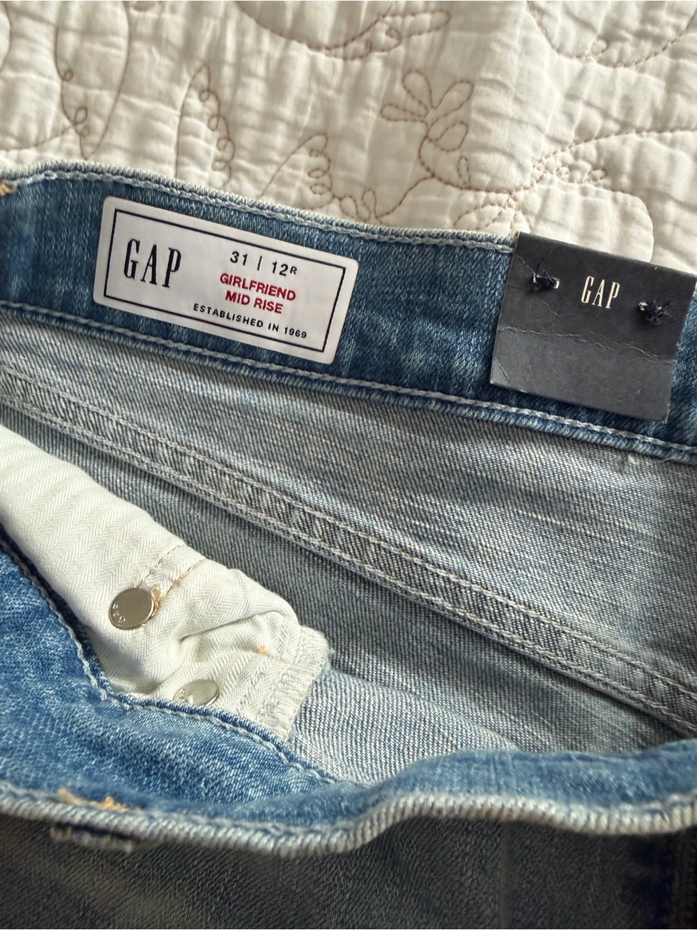 GAP Girlfriend Mid Rise Jeans - Light Blue Wash